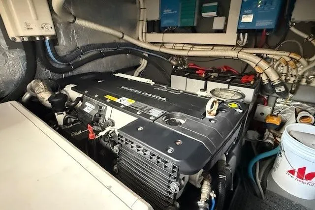 Slide: The Image of Engine room of 2018 Absolute Navetta 52 yacht, featuring Volvo Penta engine and electrical systems. - 32