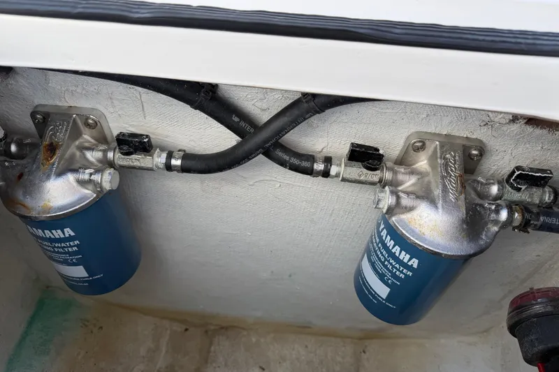 Slide: The Image of Fuel filters in a 2021 Competition 31 boat engine compartment. - 21