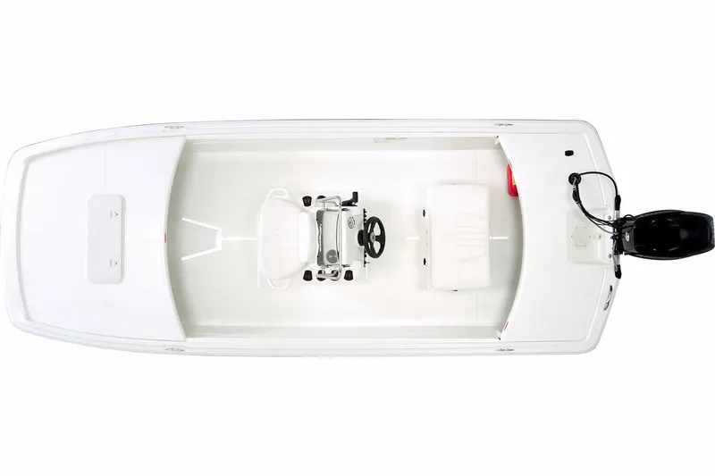 Slide: The Image of Manufacturer Provided Image: 2015 Mako Pro Skiff 17 CC, top view, white deck, center console, outboard motor. - 12