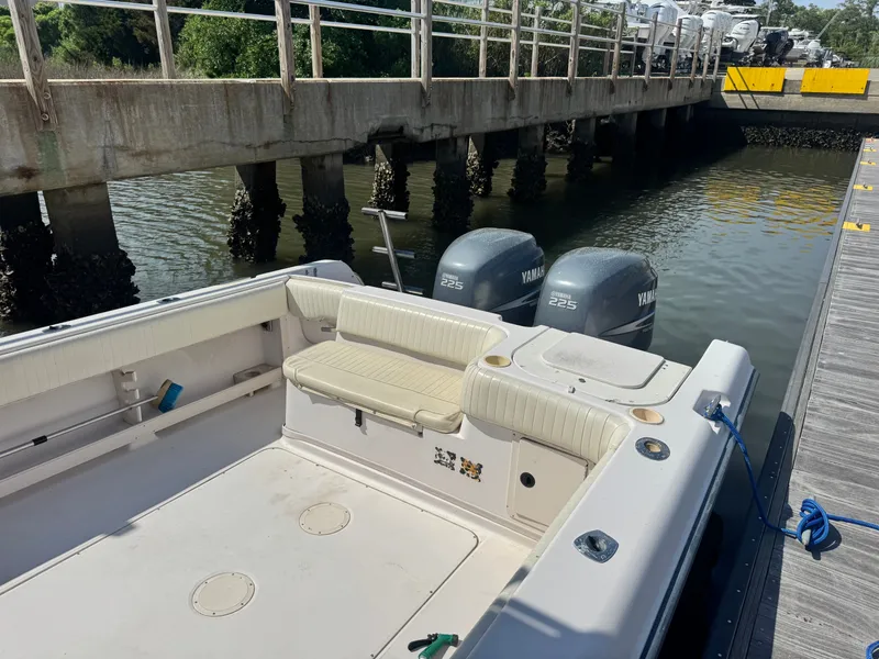 Slide: The Image of 2002 Grady-White Sailfish 282 boat docked with Yamaha engines. - 6