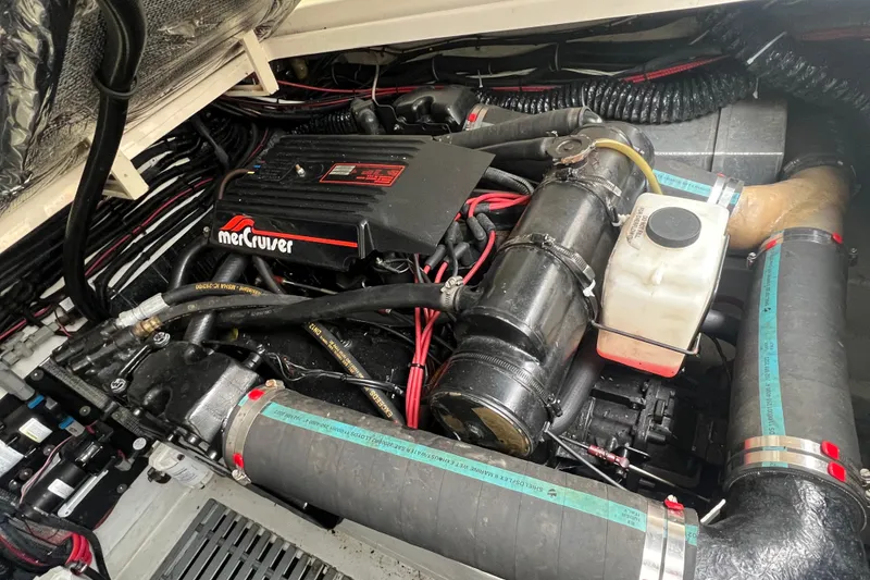 Slide: The Image of Engine compartment of a 1993 Tiara Yachts 3100 Open with MerCruiser components. - 27