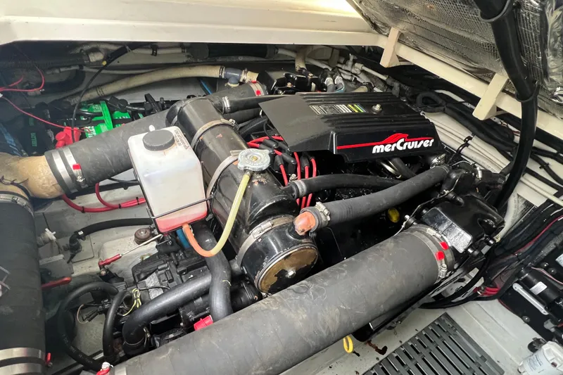 Slide: The Image of Engine compartment of a 1993 Tiara Yachts 3100 Open with MerCruiser engine. - 28