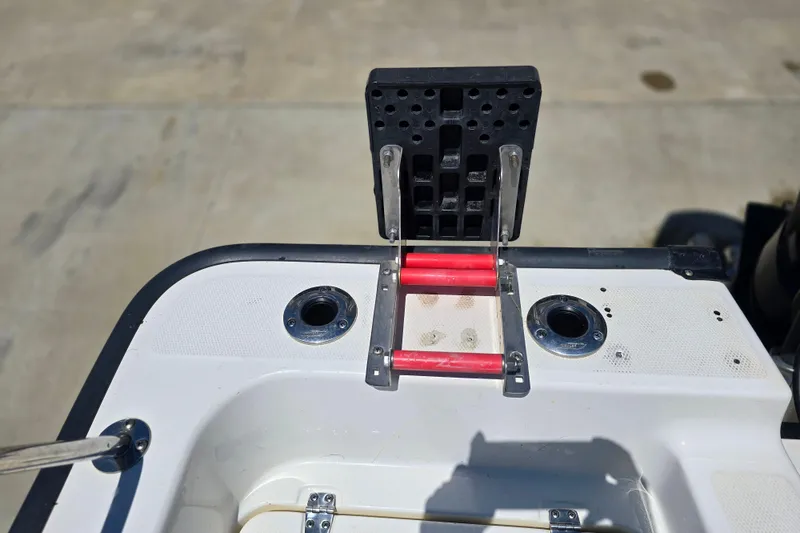 Slide: The Image of 2017 Boston Whaler 210 Montauk boat ladder and deck details. - 30