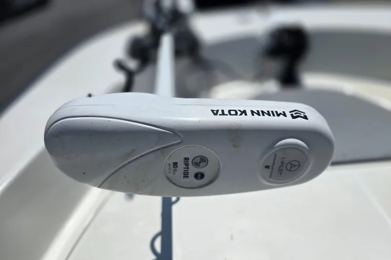 Slide: The Image of Minn Kota Riptide trolling motor on 2017 Boston Whaler 210 Montauk boat. - 9