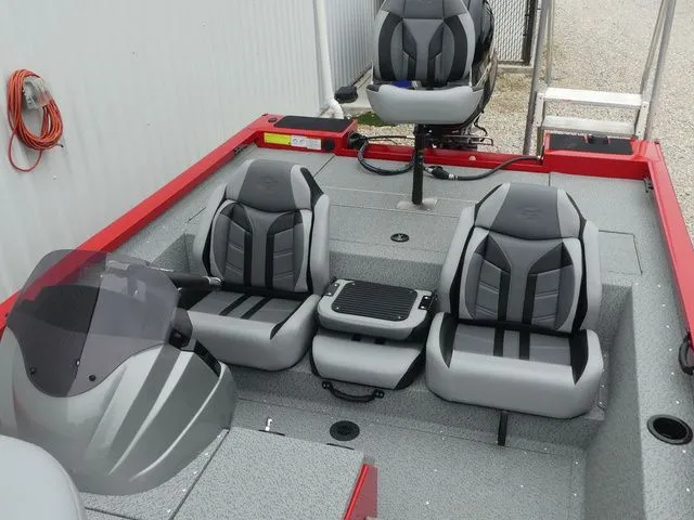 Slide: The Image of Interior of 2026 G3 Sportsman 1710 boat with gray seating. - 25