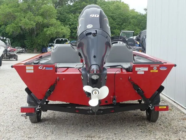 Slide: The Image of Red G3 Sportsman 1710 boat, 2026 model, with outboard motor. - 5