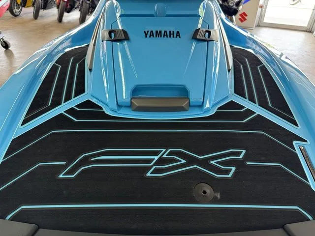 Slide: The Image of 2025 Yamaha WaveRunner FX SVHO in blue, rear view. - 7