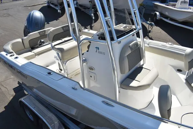 Slide: The Image of Key West 203 FS boat 2026, interior view with seats and console. - 17
