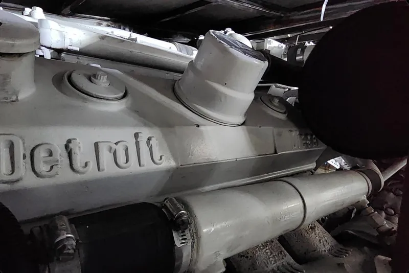 Slide: The Image of Engine compartment of a 1978 Hatteras 45 Express Sportfish with Detroit Diesel engine. - 5