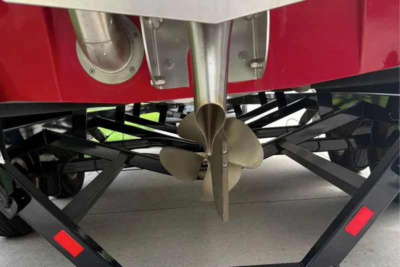 Slide: The Image of 2020 Axis A20 boat propeller and trailer detail, showcasing undercarriage components. - 15