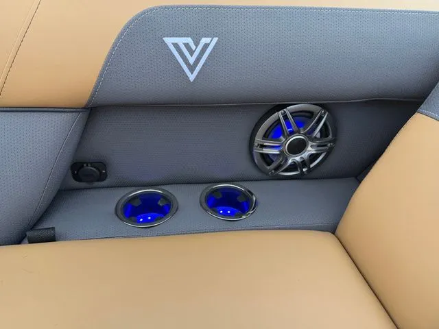 Slide: The Image of Viaggio x22u 2026 interior with speaker and blue lights. - 9