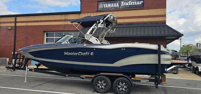 The Image of 2020 MasterCraft X24 boat in front of Yamaha Indmar building. - 1