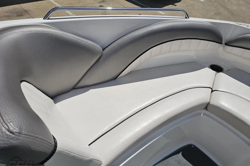 Slide: The Image of 2007 Yamaha Boats AR230 HO interior seating with gray and white upholstery. - 70