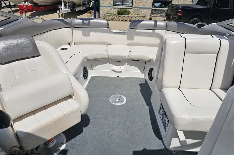 Slide: The Image of 2007 Yamaha Boats AR230 HO interior with white seating and carpeted floor. - 72