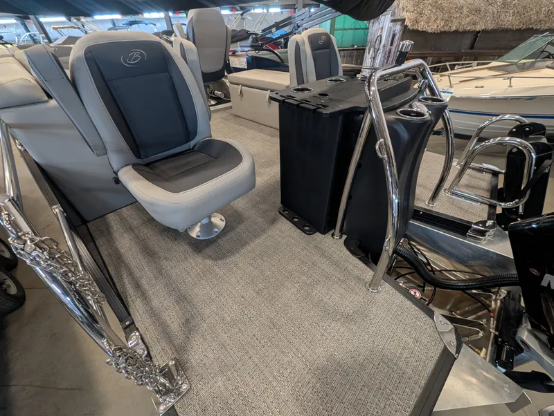 Slide: The Image of Interior of 2025 Barletta Cabrio 24CC with gray seating. - 21