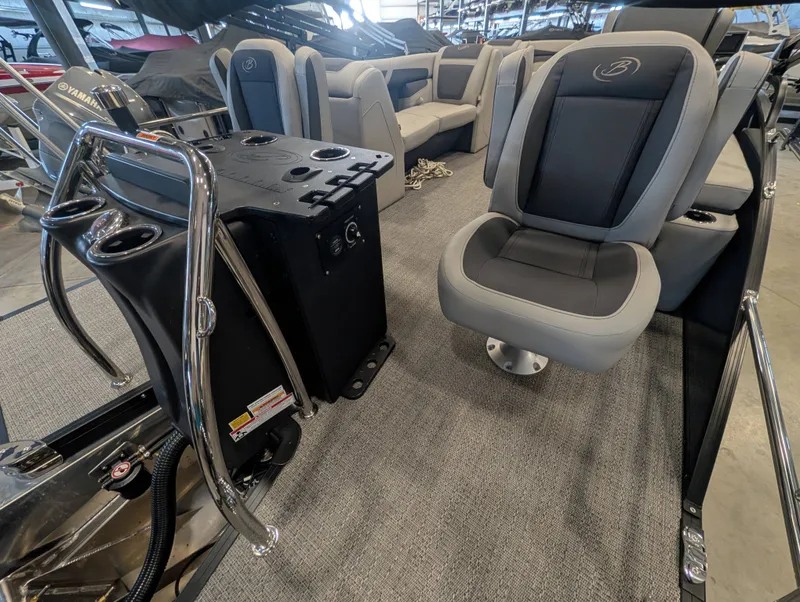 Slide: The Image of Interior of 2025 Barletta Cabrio 24CC with gray seating. - 22