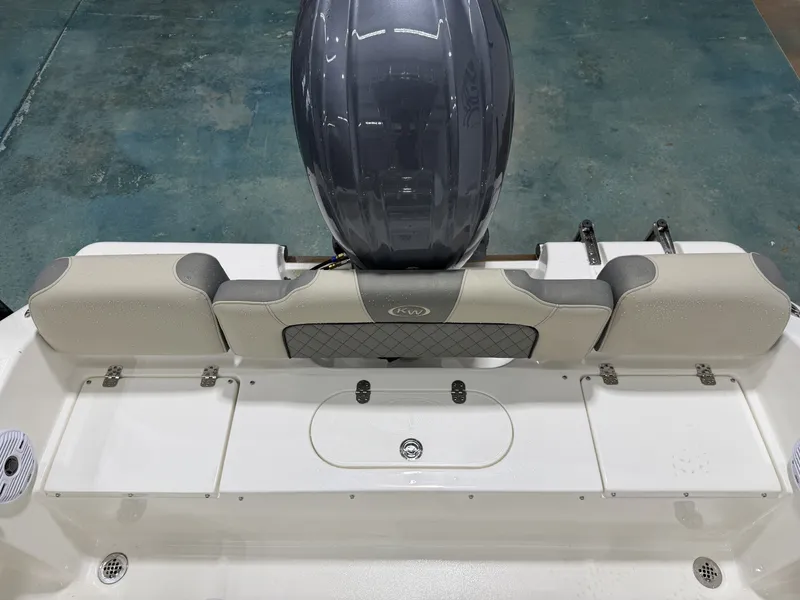Slide: The Image of Rear view of a 2026 Key West 189 FS boat. - 13