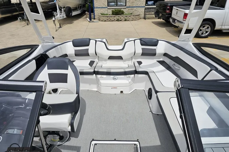 Slide: The Image of 2022 Yamaha Boats AR195 interior with sleek seating and modern design. - 78