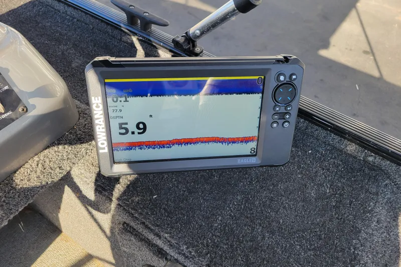 Slide: The Image of Fishfinder display on 2017 Lowe Fishing Machine 160S showing depth of 5.9 feet. - 10