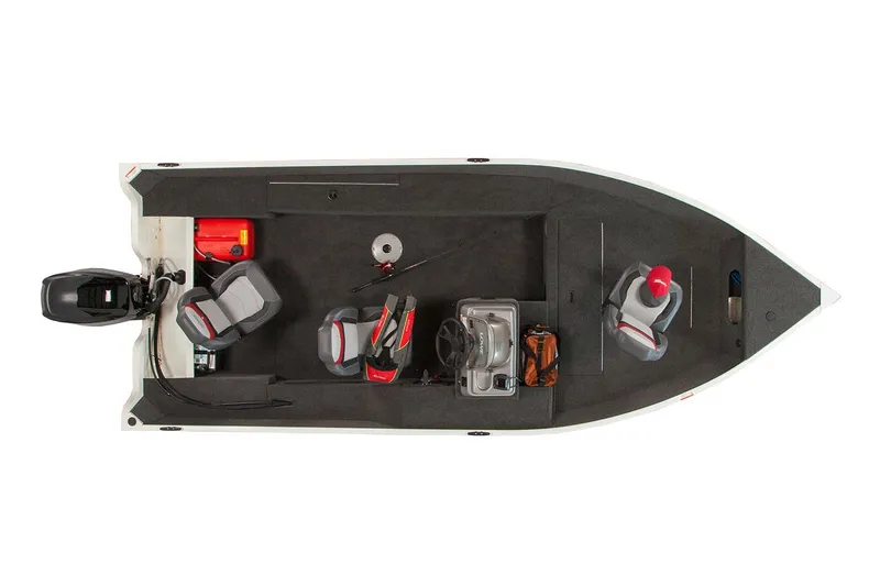Slide: The Image of Manufacturer Provided Image: 2017 Lowe FM 160 S fishing boat, top view, with motor and seating. - 19