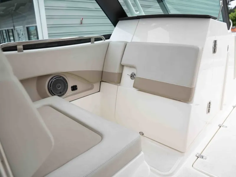 Slide: The Image of Interior of 2022 Boston Whaler 240 Vantage with speaker. - 10
