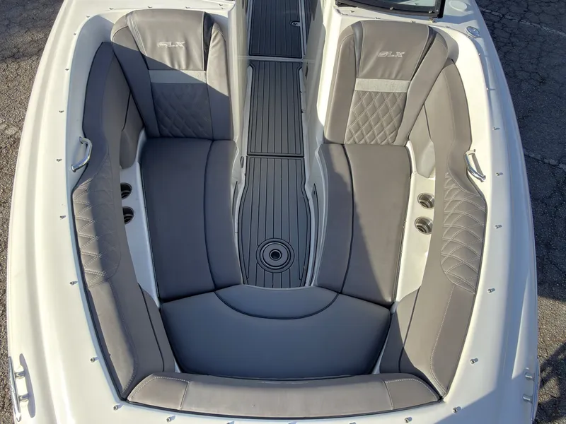 Slide: The Image of Interior of a 2008 Sea Ray 270 SLX with gray upholstery. - 15