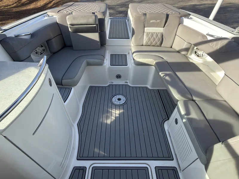Slide: The Image of Interior of a 2008 Sea Ray 270 SLX with gray upholstery. - 17