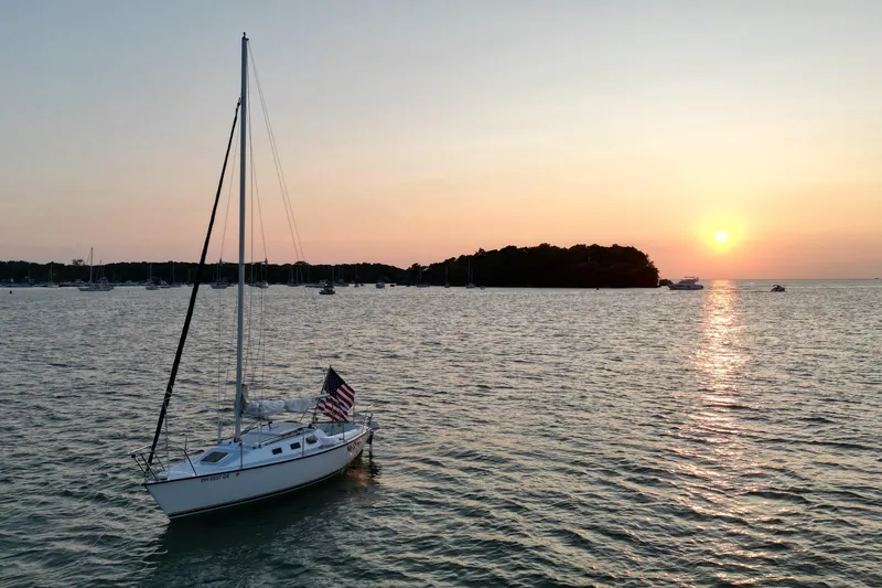 Slide: The Image of Sailboat on serene water at sunset, Precision 23 model, 2001. - 2