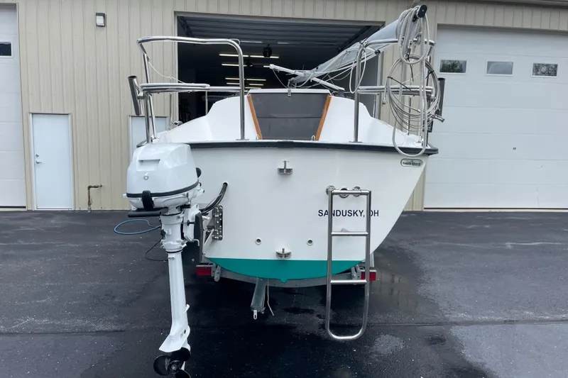 Slide: The Image of 2001 Precision 23 sailboat with outboard motor, docked in Sandusky, Ohio. - 35
