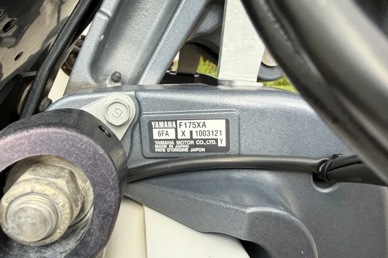 Slide: The Image of Yamaha F175XA engine label on 2016 Hurricane SunDeck Sport 203 OB boat. - 17