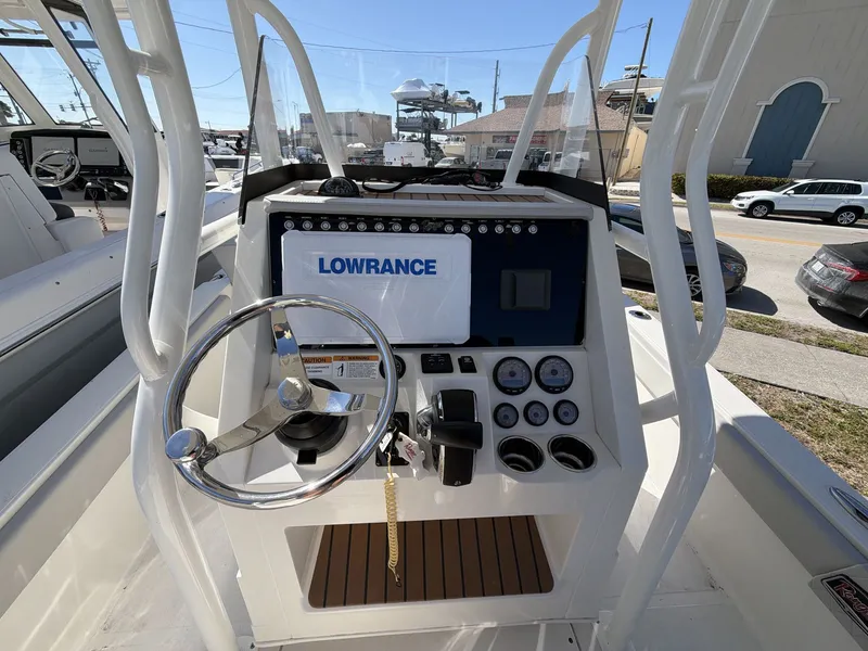 Slide: The Image of Ranger 2510 boat console, 2023 model, featuring Lowrance navigation system. - 21