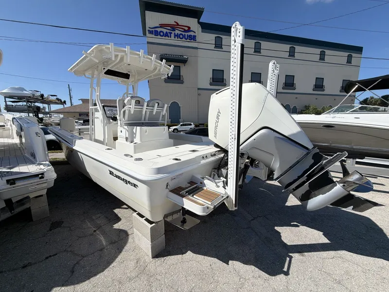 Slide: The Image of 2023 Ranger 2510 boat displayed outside The Boat House. - 5