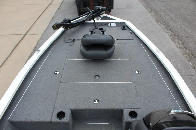 Slide: The Image of 2020 Tracker Pro Team 195 TXW TE boat deck with seat and storage. - 12