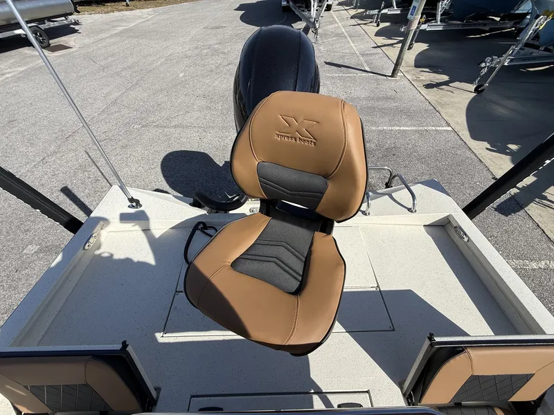 Slide: The Image of 2026 Xpress Hyper-Lift Bay Series H22B boat seat in brown and black. - 13