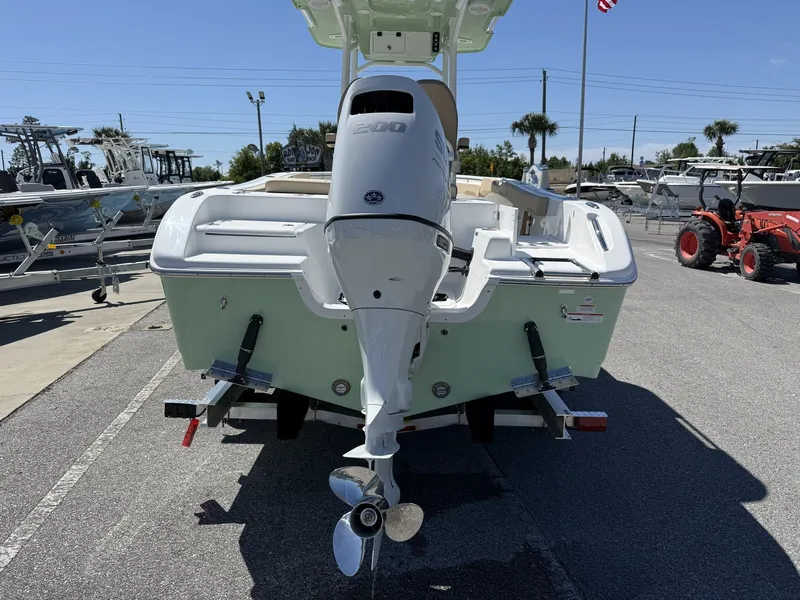 Slide: The Image of Rear view of a 2026 Sea Pro 222 Center Console boat on a trailer. - 5