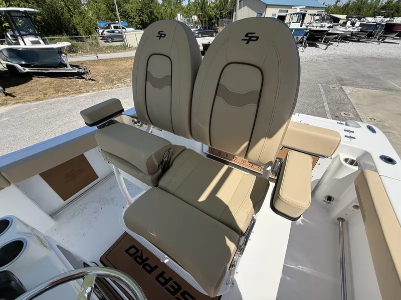 Slide: The Image of 2026 Sea Pro 222 Center Console with beige seating. - 9
