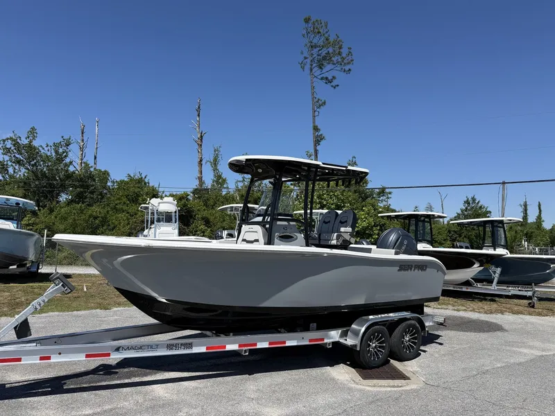 The Image of 2026 Sea Pro 222 Center Console on trailer, side view. - 1
