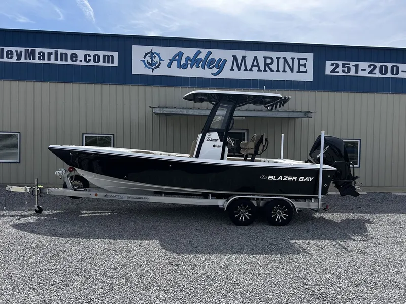 The Image of 2026 Blazer Bay 2440 boat in front of Ashley Marine building. - 1