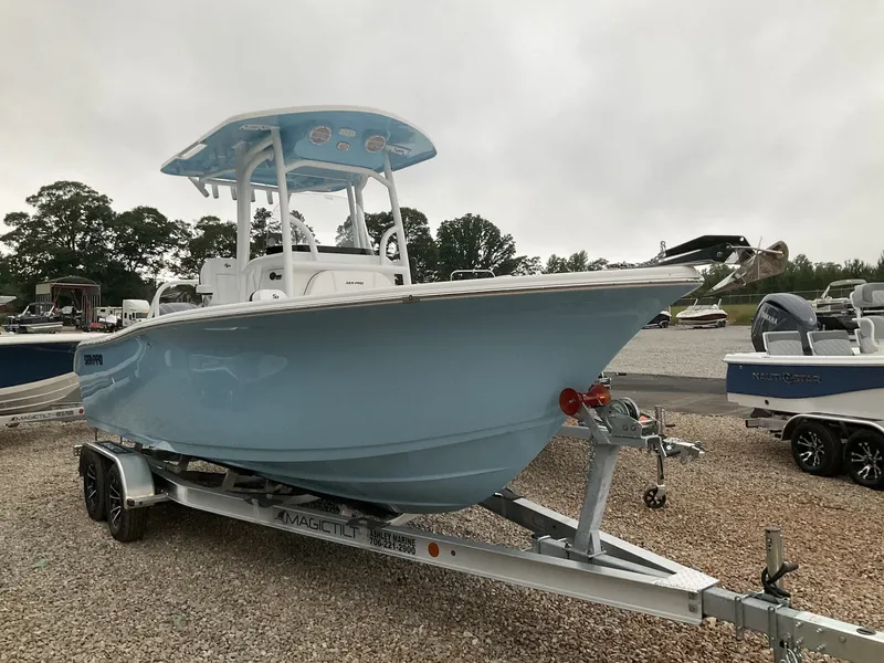 The Image of 2024 Sea Pro 222 Center Console on trailer, side view. - 1