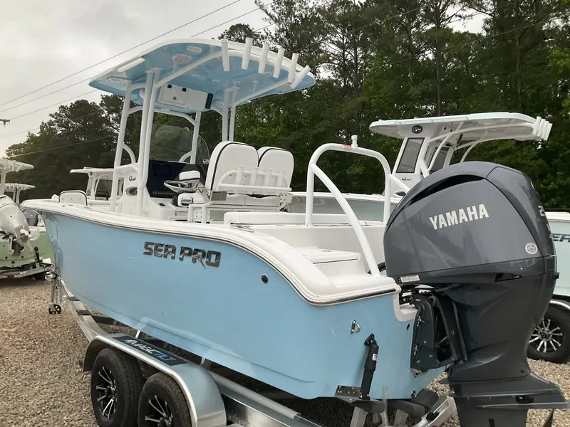Slide: The Image of 2024 Sea Pro 222 Center Console boat with Yamaha engine. - 3