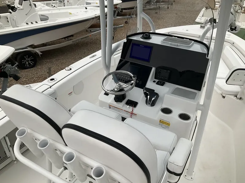 Slide: The Image of 2024 Sea Pro 222 Center Console helm with modern features. - 5