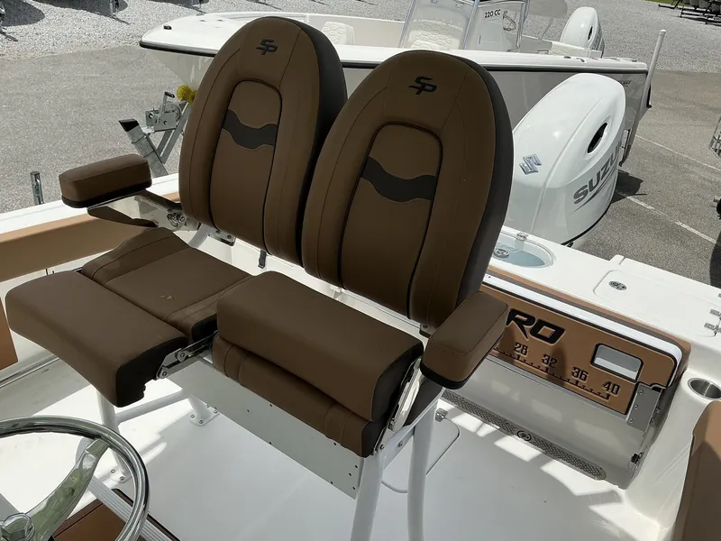 Slide: The Image of 2026 Sea Pro 222 Center Console with brown seating. - 18
