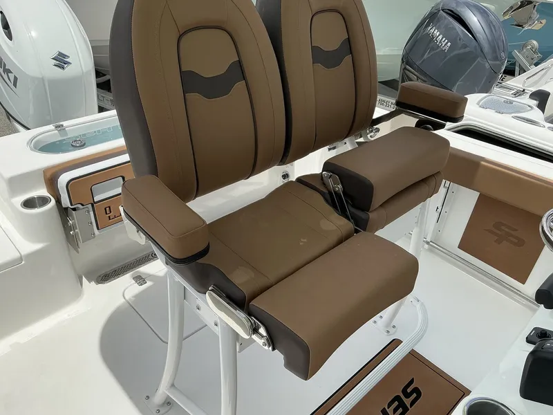 Slide: The Image of 2026 Sea Pro 222 Center Console with brown seating. - 7