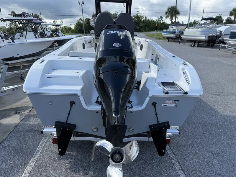 Slide: The Image of Rear view of a Sea Pro 242 boat with outboard motor. - 7