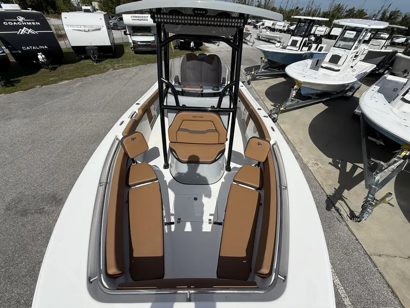 Slide: The Image of 2026 Sea Pro 222 Center Console boat in a parking lot. - 11