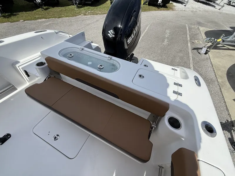 Slide: The Image of 2026 Sea Pro 222 Center Console with Suzuki engine, brown seating. - 15