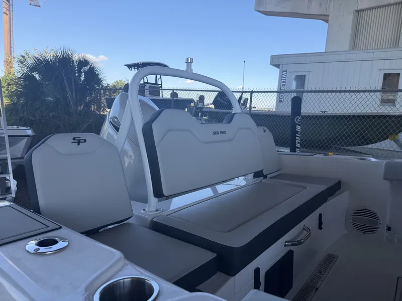 Slide: The Image of 2026 Sea Pro 245FLX R boat with luxurious seating area. - 4