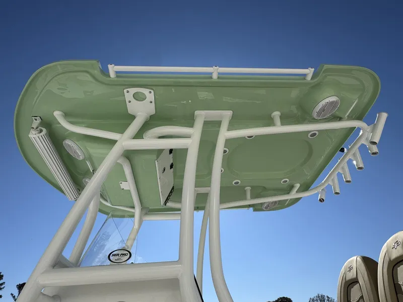 Slide: The Image of Sea Pro 230 Bay boat roof with rod holders, 2026 model. - 5