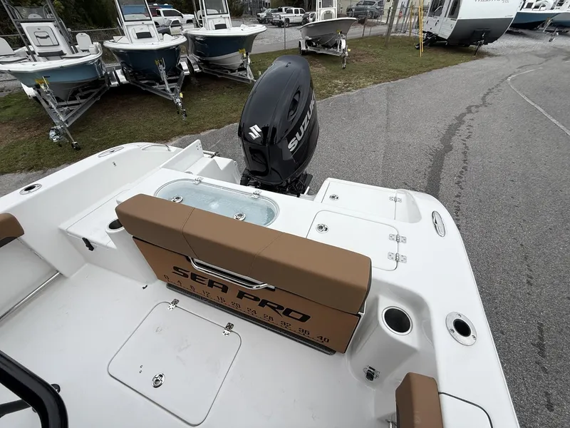 Slide: The Image of 2026 Sea Pro 222 boat with Suzuki engine in parking lot. - 12