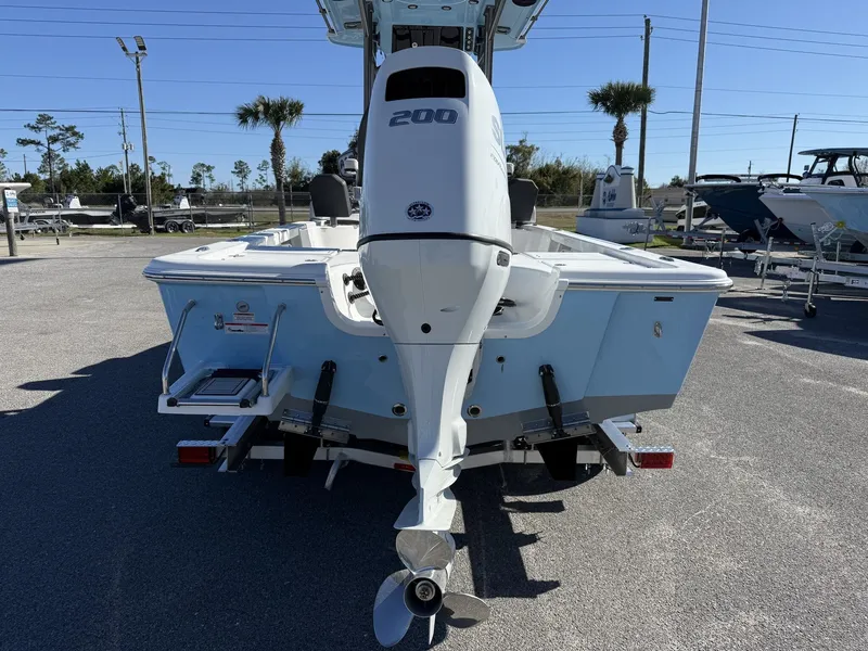 Slide: The Image of Rear view of a 2026 Sea Pro 230 Bay boat with outboard motor. - 3